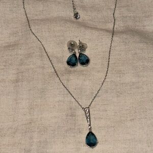 Swarovski Silver and Deep Blue Necklace Set